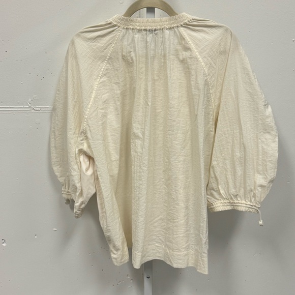 COS Contrast Volume-Sleeve Top Lightweight Blouse Bomber Jacket Snap Closure Lg - Picture 3 of 12